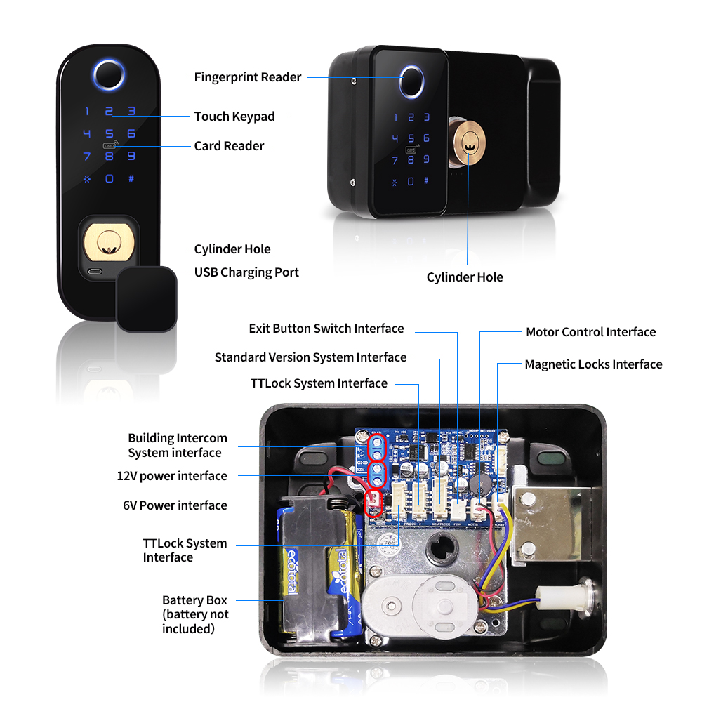 Dual Side Fingerprint Rim Lock - Smart Garden Door Lock avaliação e preço